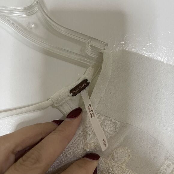 Free People white ivory beaded embroidery sheer long sleeve peasant top Small - Picture 5 of 7